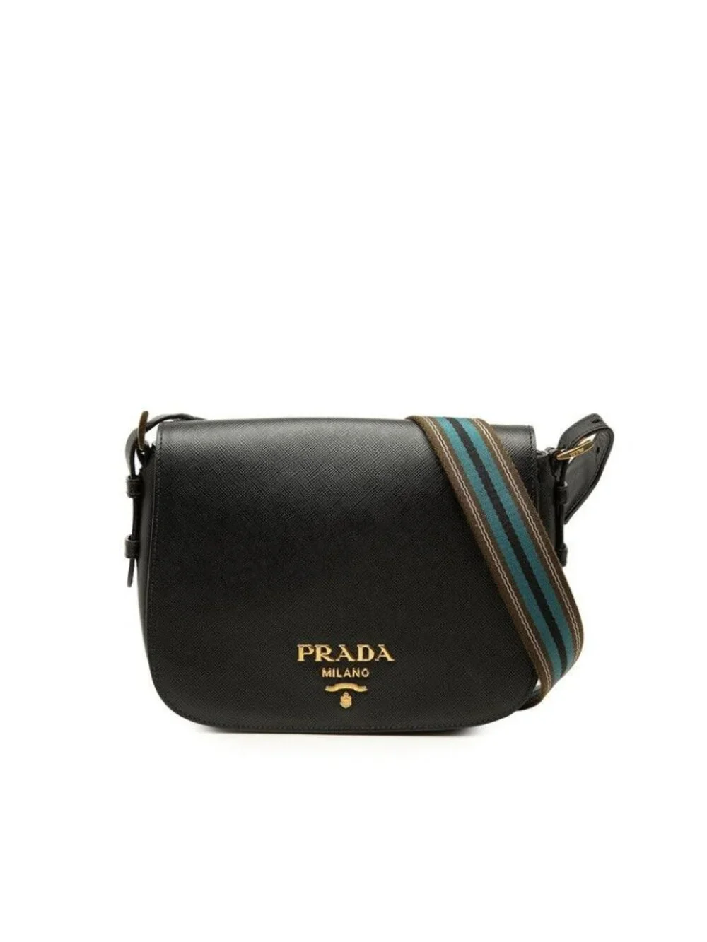 Prada Logo Crossbody Shoulder Bag Black Saffiano Leather